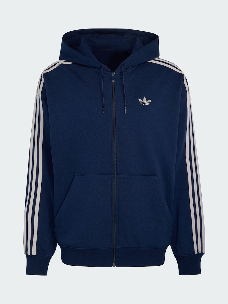 adidas Originals Blue Adicolor Oversize Full-Zip Hoodie - Image 5 of 5 adidas Originals Blue Adicolor Oversize Full-Zip Hoodie - Image 5 of 5