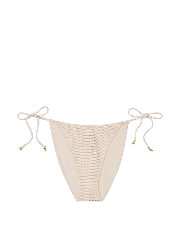 Victoria's Secret Linen Nude Tie Side Crochet Swim Bikini Bottom - Image 3 of 3