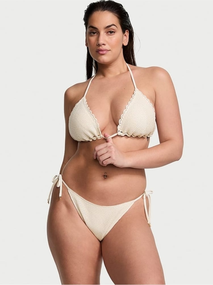 Victoria's Secret Linen Nude Triangle Crochet Swim Bikini Top - Image 1 of 4