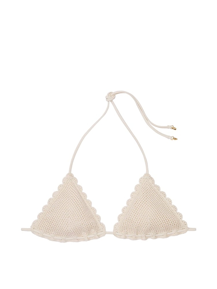 Victoria's Secret Linen Nude Triangle Crochet Swim Bikini Top - Image 3 of 3
