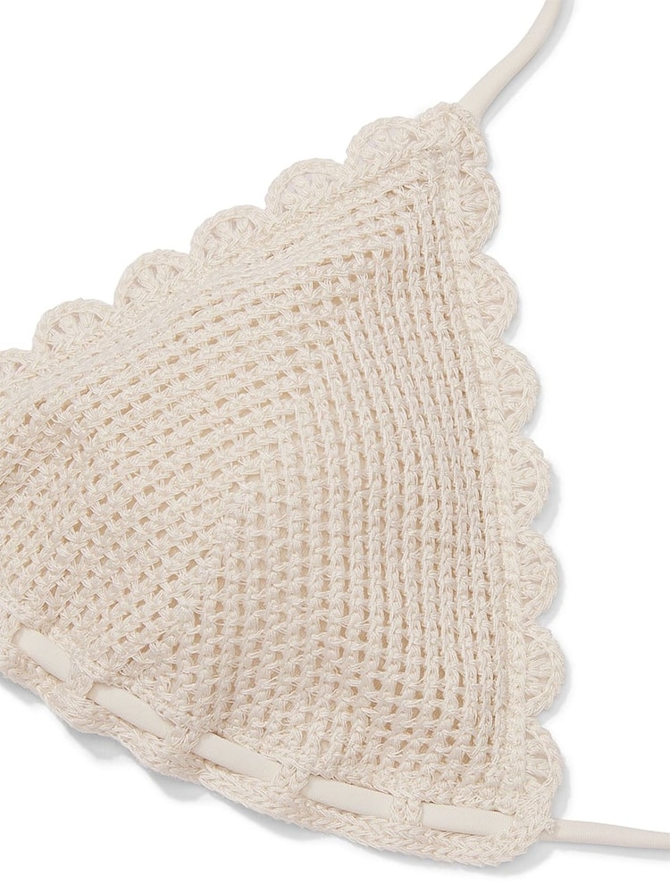 Victoria's Secret Linen Nude Triangle Crochet Swim Bikini Top - Image 4 of 4