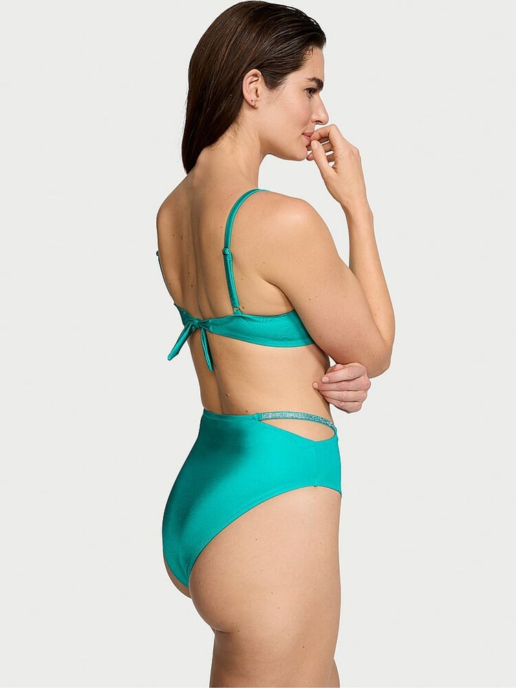 Victoria's Secret Capri Sea Blue High Waisted Shine Strap Swim Bikini Bottom - Image 2 of 3 Victoria's Secret Capri Sea Blue High Waisted Shine Strap Swim Bikini Bottom - Image 2 of 3