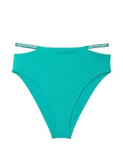Victoria's Secret Capri Sea Blue High Waisted Shine Strap Swim Bikini Bottom - Image 3 of 3