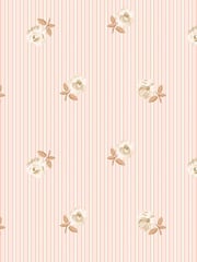Cath Kidston Pink Rose Spaced Stripe A4 Wallpaper Sample - Image 2 of 5