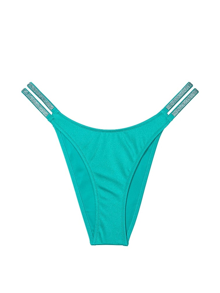 Victoria's Secret Capri Sea Blue Brazilian Shine Strap Swim Bikini Bottom - Image 3 of 3