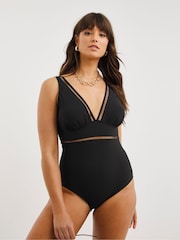 Figleaves Black Icon Non Wired Tummy Control Shaping Swimsuit - Image 3 of 5