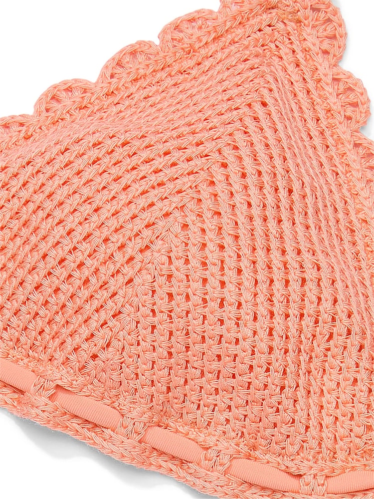 Victoria's Secret Punchy Peach Orange Triangle Crochet Swim Bikini Top - Image 4 of 4