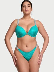 Victoria's Secret Capri Sea Blue Add 2 Cups Push Up Shine Strap Swim Bikini Top - Image 1 of 3
