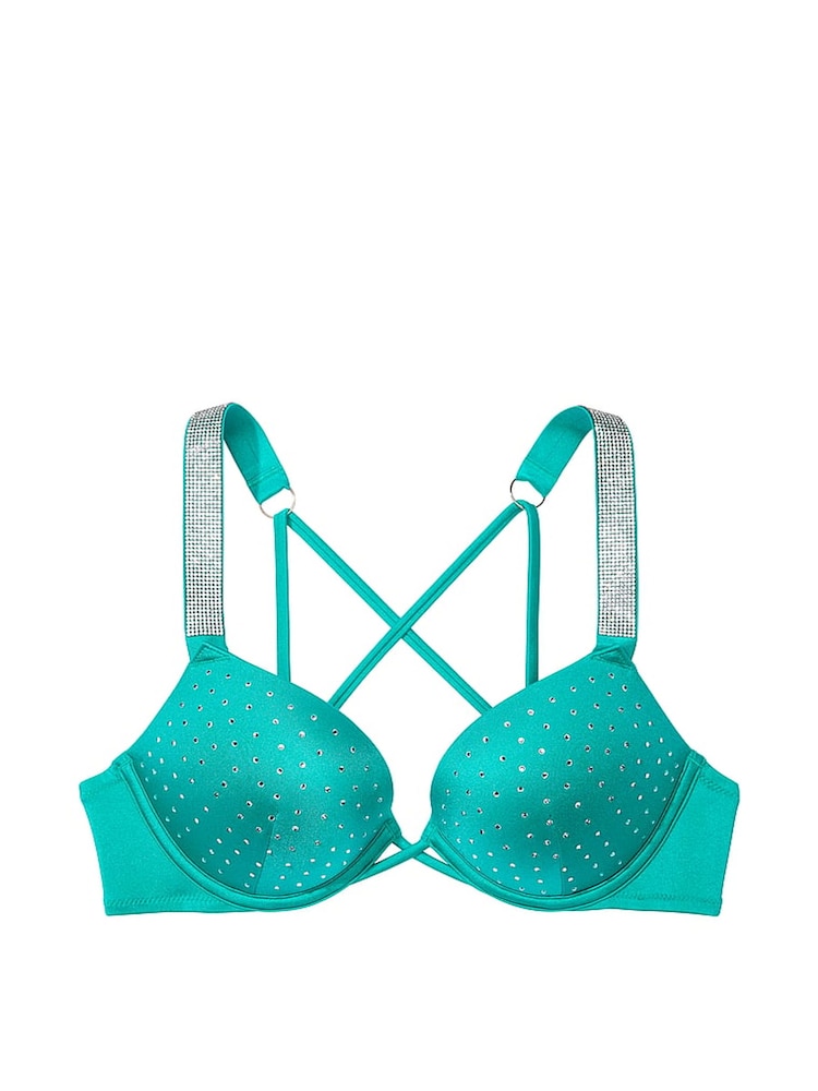 Victoria's Secret Capri Sea Blue Add 2 Cups Push Up Shine Strap Swim Bikini Top - Image 3 of 3