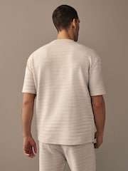 Grey Single Relaxed Fit Ottoman Texture 100% Cotton T-Shirts - Image 4 of 8