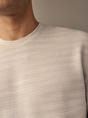 Grey Single Relaxed Fit Ottoman Texture 100% Cotton T-Shirts - Image 5 of 8