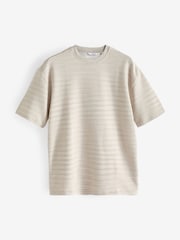 Grey Single Relaxed Fit Ottoman Texture 100% Cotton T-Shirts - Image 6 of 8
