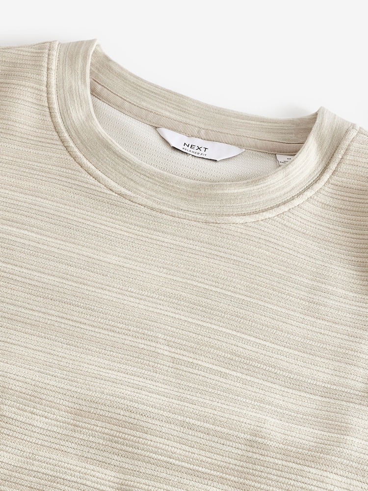 Grey Single Relaxed Fit Ottoman Texture 100% Cotton T-Shirts - Image 8 of 8