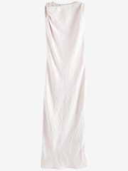 Neutral Sleeveless Metallic Knot Twist Shoulder Column Dress - Image 6 of 7