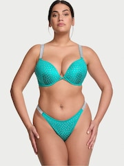 Victoria's Secret Capri Sea Blue Thong Shine Strap Swim Bikini Bottom - Image 1 of 3