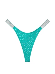 Victoria's Secret Capri Sea Blue Thong Shine Strap Swim Bikini Bottom - Image 3 of 3