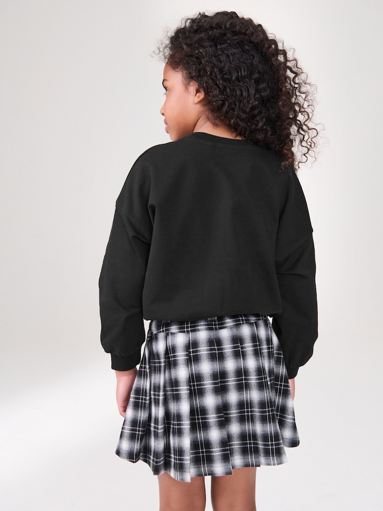 Black Boxy Bubble 100% Cotton Hem Sweatshirt (3-16yrs) - Image 2 of 5