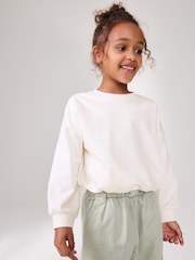 Ecru Boxy Bubble 100% Cotton Hem Sweatshirt (3-16yrs) - Image 1 of 6