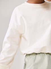 Ecru Boxy Bubble 100% Cotton Hem Sweatshirt (3-16yrs) - Image 3 of 6