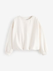 Ecru Boxy Bubble 100% Cotton Hem Sweatshirt (3-16yrs) - Image 4 of 6