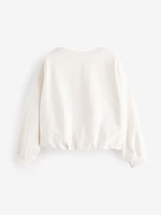 Ecru Boxy Bubble 100% Cotton Hem Sweatshirt (3-16yrs) - Image 5 of 6
