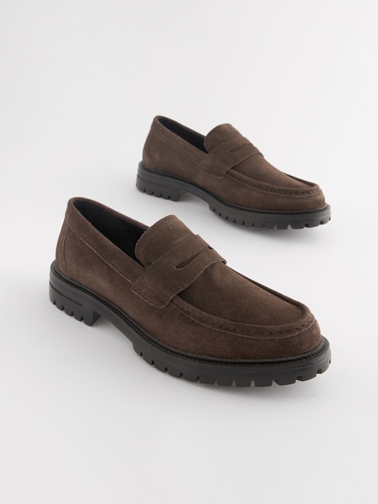 Brown Suede Cleated Loafers - Image 2 of 6