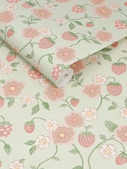 Cath Kidston Sage Strawberry A4 Wallpaper Sample - Image 3 of 5