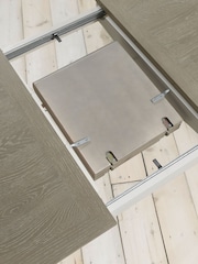 Bentley Designs Grey Bergen Washed Oak Extending Dining Table - Image 3 of 9