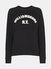 Whistles Black Williamsburg Logo 100% Cotton Sweatshirt - Image 5 of 5
