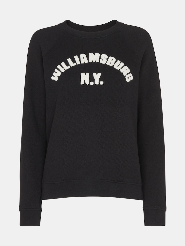 Whistles Black Williamsburg Logo 100% Cotton Sweatshirt - Image 5 of 5