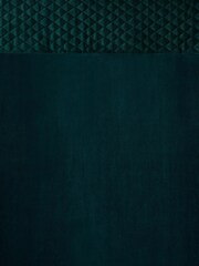Bottle Green Velvet Quilted Hamilton Top Panel Eyelet Lined Curtains - Image 5 of 5