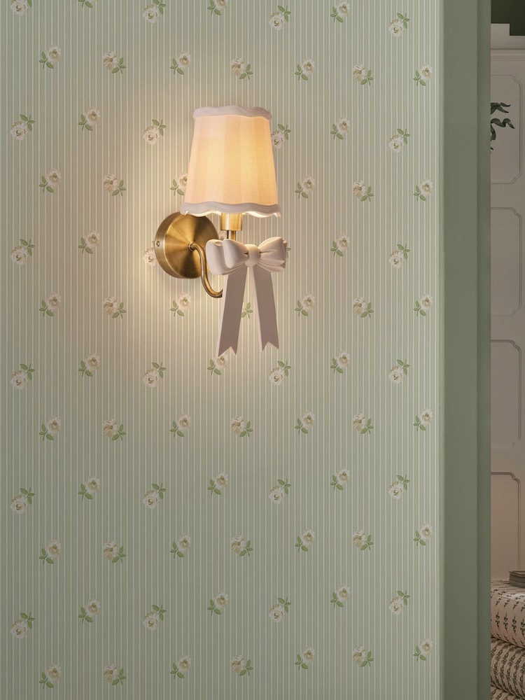 Cath Kidston Sage Rose Spaced Stripe A4 Wallpaper Sample - Image 1 of 5