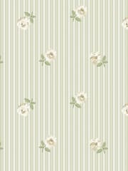 Cath Kidston Sage Rose Spaced Stripe A4 Wallpaper Sample - Image 2 of 5