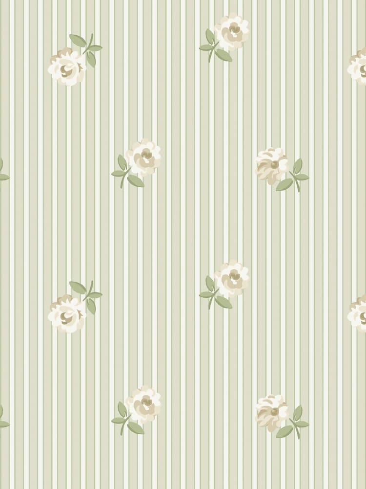 Cath Kidston Sage Rose Spaced Stripe A4 Wallpaper Sample - Image 2 of 5