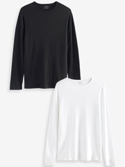 Black/White 2 Pack Thermal Long Sleeve Top - Image 1 of 12