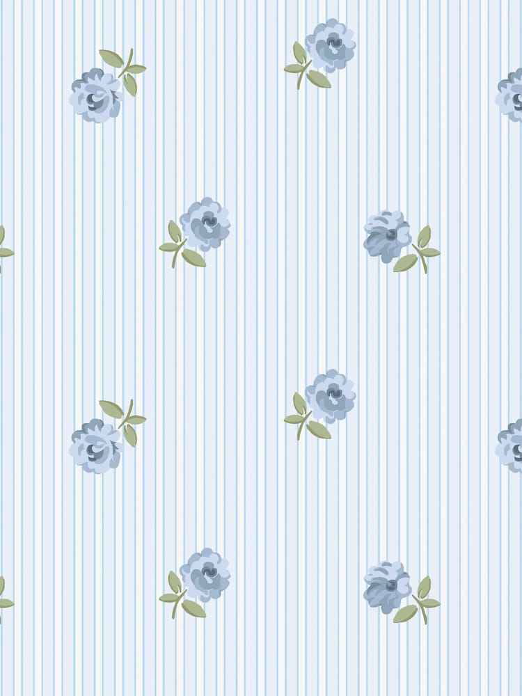 Cath Kidston Blue Rose Spaced Stripe A4 Wallpaper Sample - Image 2 of 5