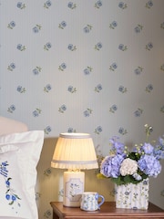 Cath Kidston Blue Rose Spaced Stripe A4 Wallpaper Sample - Image 5 of 5