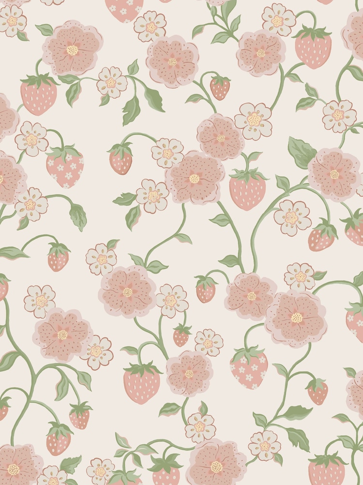 Cath Kidston Pink Strawberry A4 Wallpaper Sample - Image 2 of 3