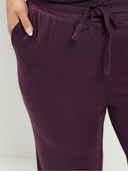 Yours Curve Purple Tie Waist Top & Joggers Set - Image 4 of 6