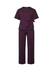 Yours Curve Purple Tie Waist Top & Joggers Set - Image 5 of 6