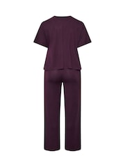 Yours Curve Purple Tie Waist Top & Joggers Set - Image 6 of 6