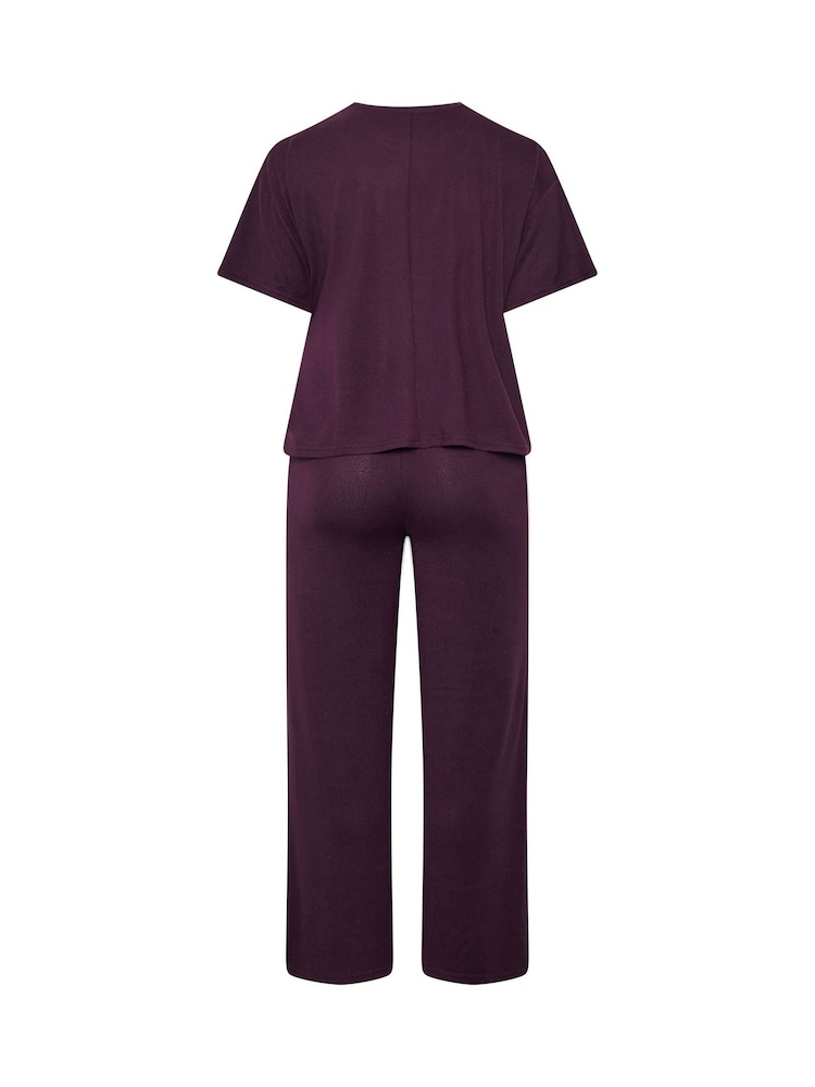 Yours Curve Purple Tie Waist Top & Joggers Set - Image 6 of 6 Yours Curve Purple Tie Waist Top & Joggers Set - Image 6 of 6