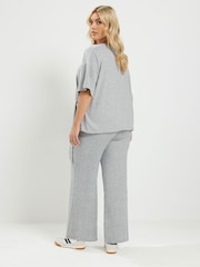 Yours Curve Grey Tie Waist Top & Joggers Set - Image 2 of 7