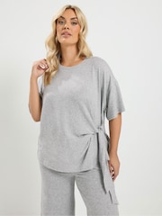 Yours Curve Grey Tie Waist Top & Joggers Set - Image 3 of 7