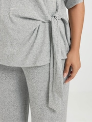 Yours Curve Grey Tie Waist Top & Joggers Set - Image 4 of 7