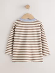 Brown/White Stripe Lion Long Sleeve Embroidered T-Shirt (3mths-7yrs) - Image 2 of 4