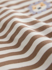 Brown/White Stripe Lion Long Sleeve Embroidered T-Shirt (3mths-7yrs) - Image 3 of 4