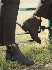 Novo Black Wide Fit Dacre Flat Ankle Chelsea Boots - Image 1 of 4