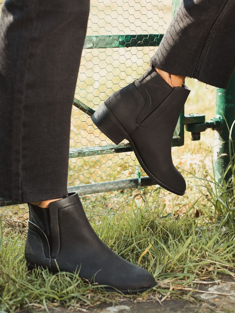 Novo Black Wide Fit Dacre Flat Ankle Chelsea Boots - Image 1 of 4