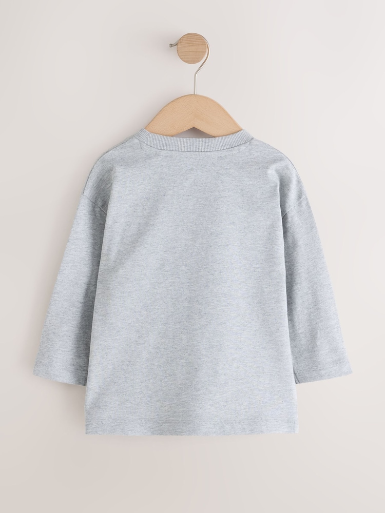 Grey Tiger Long Sleeve Embroidered T-Shirt (3mths-7yrs) - Image 2 of 4 Grey Tiger Long Sleeve Embroidered T-Shirt (3mths-7yrs) - Image 2 of 4